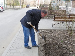 Акция «Тюльпаны Победы» в округе № 4: жители вместе с депутатом высадили более двух тысяч цветов